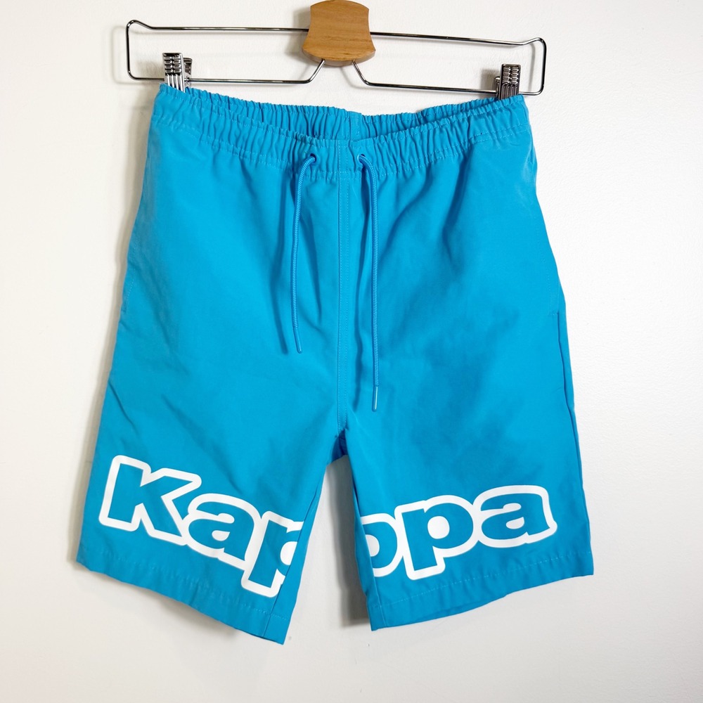 Kappa Swim Trunks Boys Size 12 Blue Logo Drawstring Board Shorts